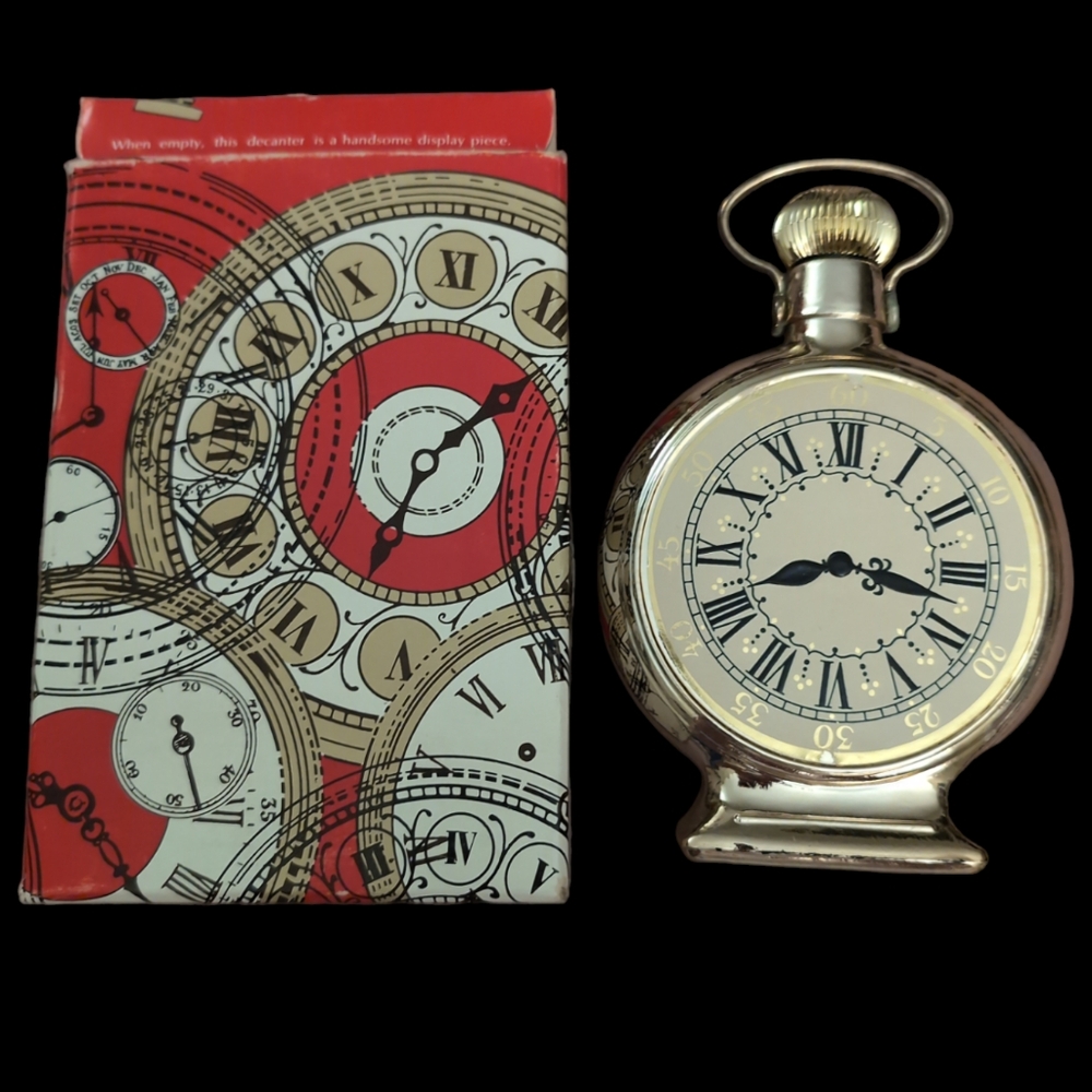 Vintage Avon After Shave Lotion Gold Clock Bottle Collectible "BRAVO"